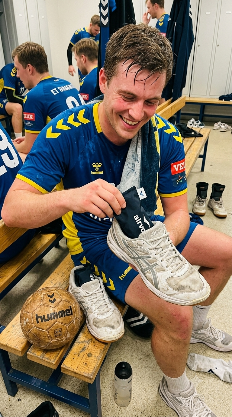 AIRVO Moment Handballer in der Kabine